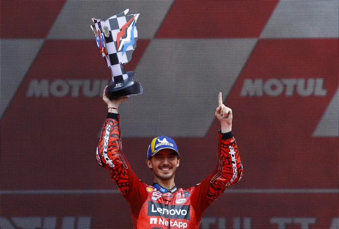 Francesco Bagnaia je blestel na Nizozemskem. FOTO: Piroschka Van De Wouw/Reuters