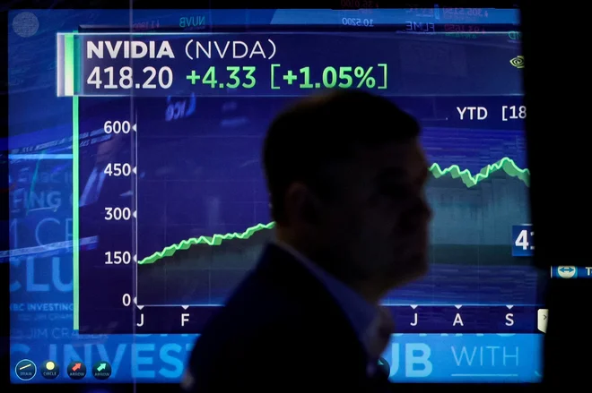 Nvidijine delnice je pognalo v nebo navdušenje nad storitvami umetne inteligence. FOTO: Brendan McDermid/Reuters