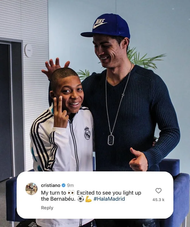 Kylian Mbappe že od otroštva občuduje Cristiana Ronalda. FOTO: Instagram K. M.