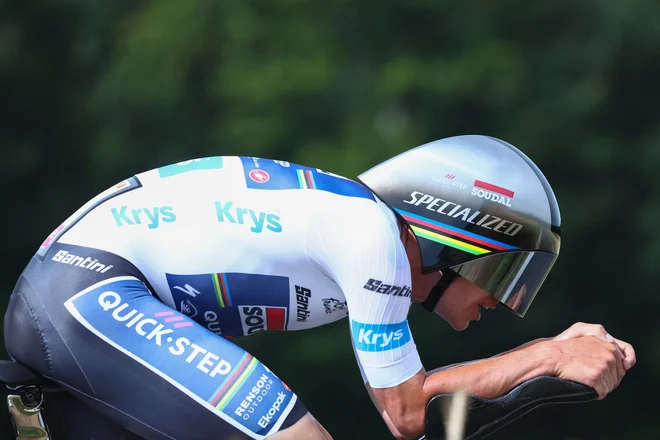 Remco Evenepoel je opravičil vlogo prvega favorita za zmago. FOT: Anne-christine Poujoulat Afp