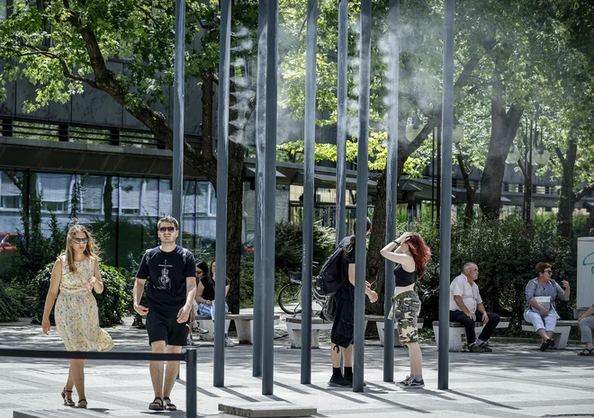V visokem poletju je za opravke najprimernejši jutranji hlad. Pri hoji po cesti si izbiramo senčne strani. FOTO: Jože Suhadolnik/Delo