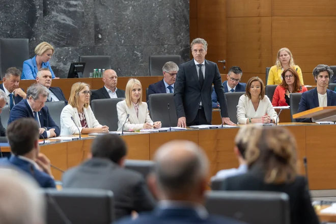 S poslanskimi vprašanji se bo danes začela zadnja redna seja državnega zbora pred parlamentarnimi počitnicami. Na njej bodo med drugim potrdili devet novih poslancev v evropskem parlamentu iz Slovenije. FOTO: Voranc Vogel