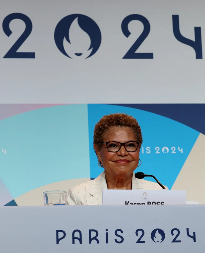Županja Los Angelesa Karen Bass upa, da bodo olimpijske igre v kalifornijskem mestu minile brez gneče. FOTO: Carlos Perez Gallardo/Reuters