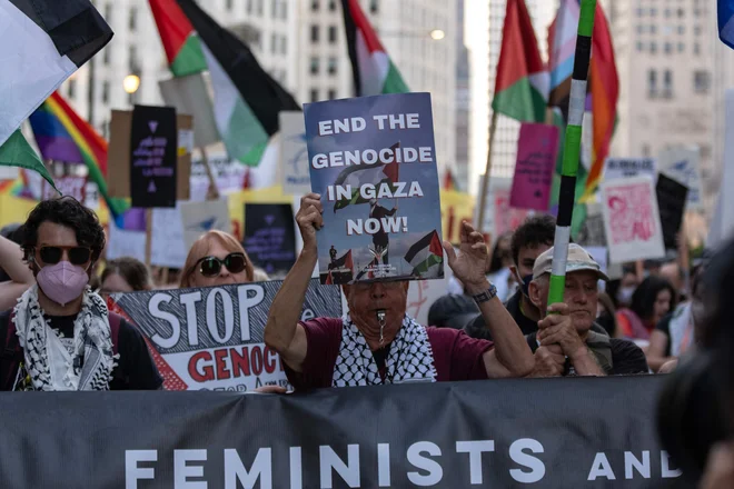 Po svetu se vrstijo protesti v podporo Palestini, tudi v Združenih državah Amerike (na fotografiji), največjih zaveznicah Izraela. FOTO: Jim Vondruska/Getty Images/AFP