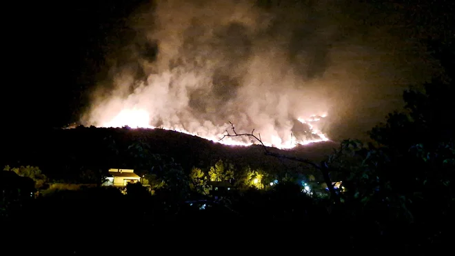 Požar pri Splitu je ogrožal hiše. FOTO: Gasilska brigada mesta Split
