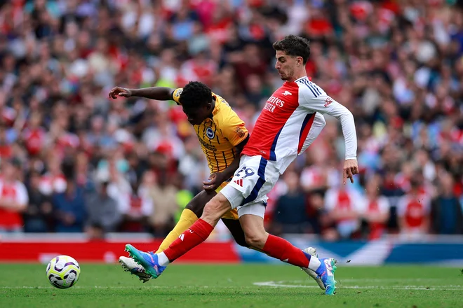 Gol Kaia Havertza je bil premalo za zmago Arsenala. Foto Benjamin Cremel/AFP