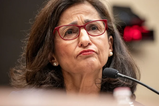 Predsednica univerze Columbia Minouche Shafik je zaradi kritik odstopila avgusta. FOTO: Ken Cedeno/Reuters