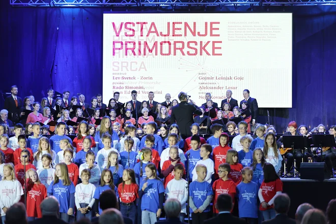 Državna proslava v počastitev praznika vrnitve Primorske k matični domovini je v Vipavi potekala pod naslovom Moja pesem je himna srca. FOTO: Jože Suhadolnik/Delo