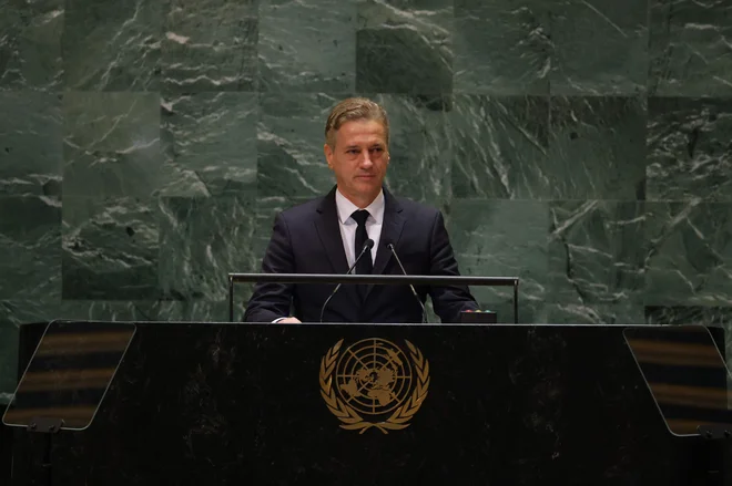 Robert Golob v New Yorku. FOTO: Charly Triballeau/Afp