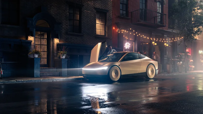 Proizvodnja cybercaba naj bi bila množična. Je dvosed z dvižnim parom vrat. FOTO: Tesla