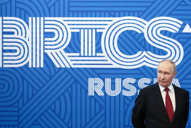 Za Vladimirja Putina je tokratno vrhunsko srečanje Bricsa, ki mu sam predseduje, najpomembnejše od vseh multilateralnih dogajanj v zadnjih dveh letih. FOTO: Valery Sharifulin/AFP