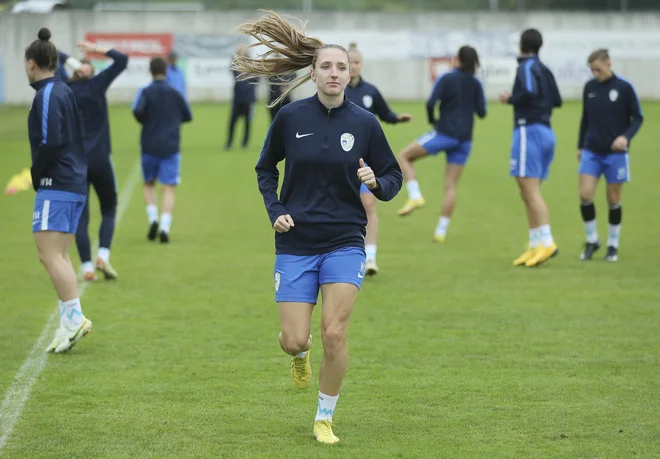 Lara Prašnikar se je s soigralkami trudila po najboljšuh močeh, toda prek visoke avstrijske ovire ni šlo. FOTO: Jože Suhadolnik/Delo