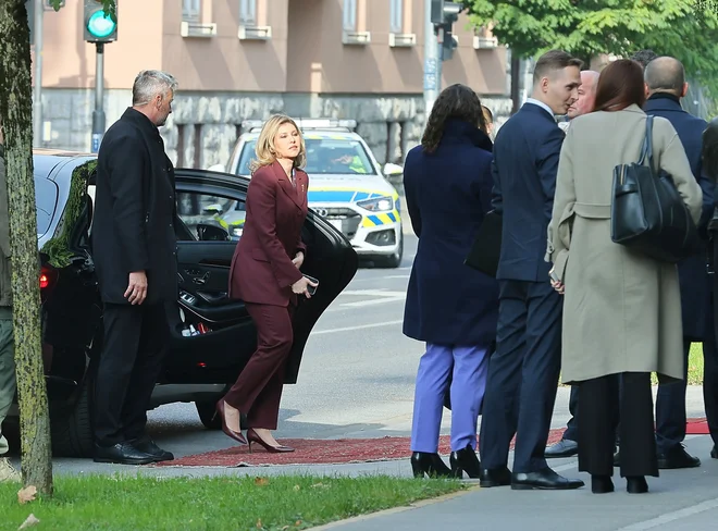 Olena Zelenska med prihodom v Ljubljano. FOTO: Jože Suhadolnik/Delo