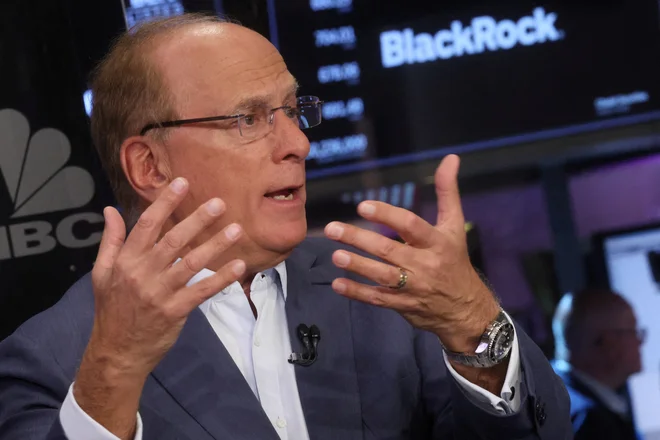 Ameriška investicijska družba BlackRock je največji vlagatelj v obveznice na svetu. Na fotografiji je predsednik uprave Larry Fink.
FOTO: Brendan Mcdermid/Reuters