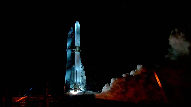 Raketa new glenn bo poletela s Cape Canaverala na Floridi. FOTO: Blue Origin/AFP