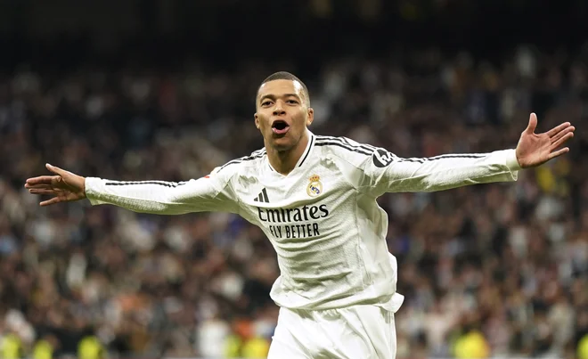 Kylian Mbappe je prinesel madridskemu Realu novo zmago. FOTO: Ana Beltran/Reuters