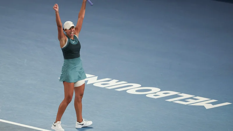 Madison Keys ni skrivala veselja ob prvi lovoriki na turnirjih za grand slam. FOTO: Adrian Dennis/AFP
