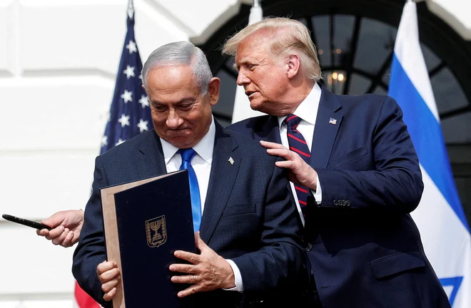 Izraelski in ameriški predsenik sta tesno sodelovala že v prejšnjem Trumpovem mandatu. FOTO: Tom Brenner/Reuters