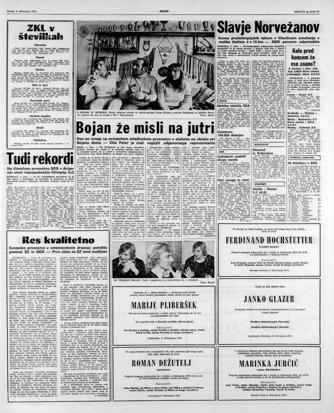 Intervju o prvi zlati medalji v zgodovini jugoslovanskega alpskega smučanja FOTO: Delo