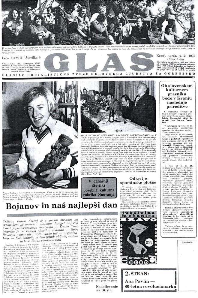 Naslovnica časopisa Glas, na kateri je bil v ospredju Bojan Križaj. FOTO: Delo