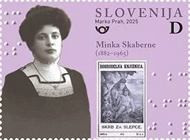 Minka Skaberne, ki je upodobljena na znamki, je v ključni meri poskrbela za prepise v brajico slovenskih klasikov od Cankarja dalje. FOTO: Arhiv ZDSSS