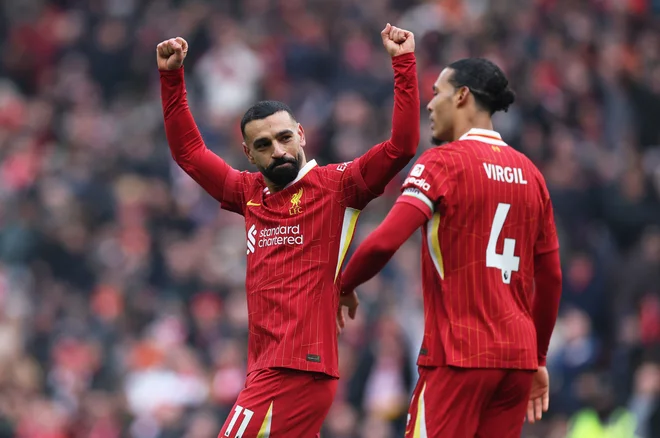 Mohamed Salah je znova zadel v polno. FOTO: Phil Noble/Reuters