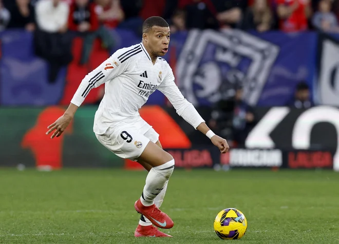 Igralec Real Madrida Kylian Mbappe. Foto Vincent West/Reuters
