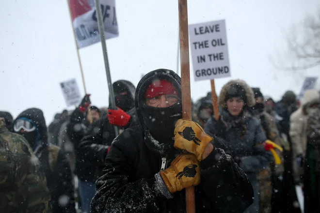 Protest proti naftovodu Dakota Access 5. decembra 2016 FOTO: Stephen Yang/Reuters