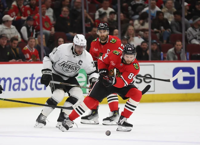 Anže Kopitar je bil vnovič med najboljšimi na ledu. FOTO: Talia Sprague/Reuters