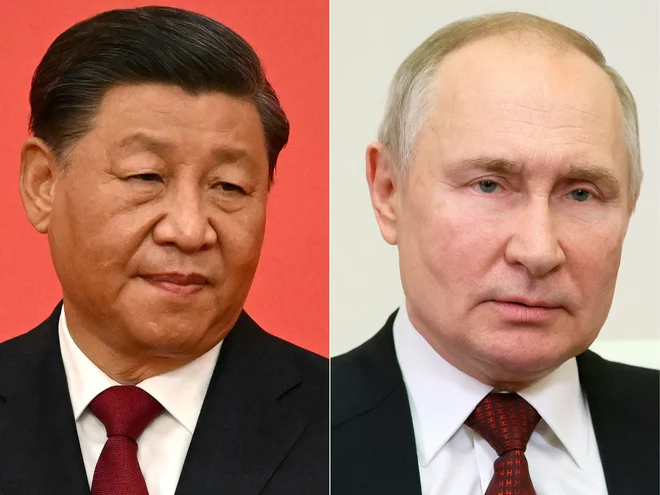 Voditelja Kitajske in Rusije Xi Jinping in Vladimir Putin si prizadevata za vpliv na skrajnem severu sveta. FOTO: Noel Celis/AFP