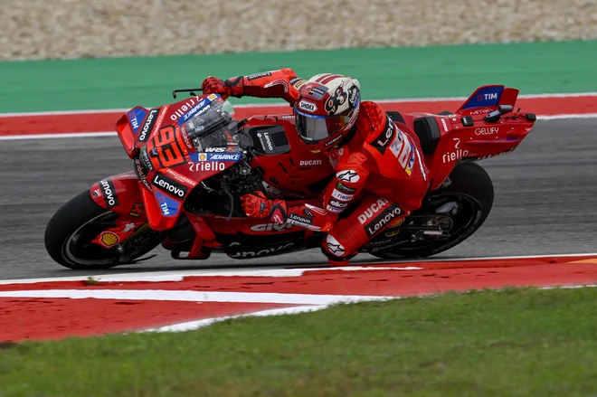 Marc Marquez je bil hiter kot strela in bil najhitrejši še na drugi letošnji sprinterski dirki v Austinu, kjer bo jutri tudi klasična dirka. FOTO: Jerome Miron/Imagn Images Via Reuters Connect