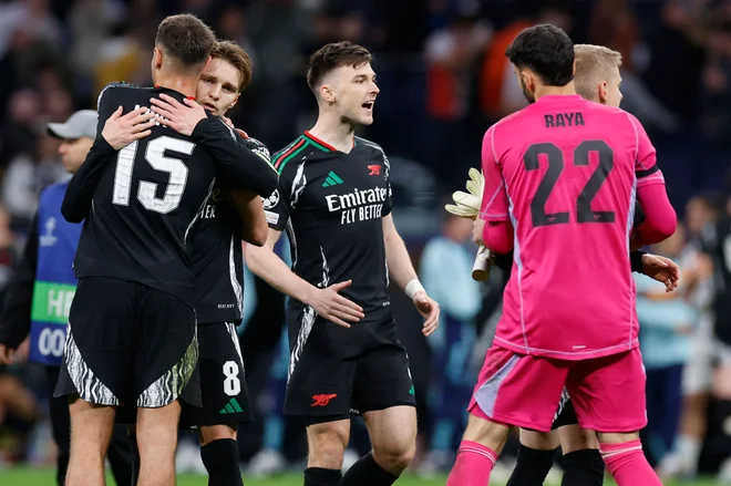 Arsenal se je veselil podviga. FOTO: Oscar Del Pozo/AFP