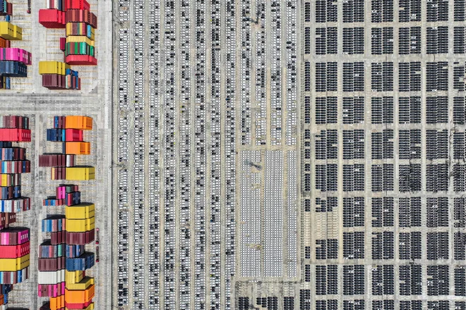 Kitajska je lani izvozilka več kot 6,4 milija avtomobilov, njihova vrednost je bila 103 milijarde evrov. Photo AFP/China OUT