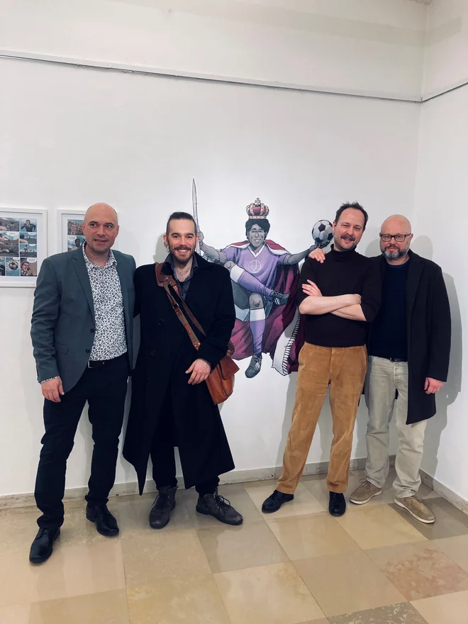 Na predstavitvi knjige v Linzu so se zbrali (z leve) Stefan Köglberger (Helmutov sin), Eugenio Belgrado, Anatol Vitouch in Philip Bauer. FOTO: osebni arhiv P. B.