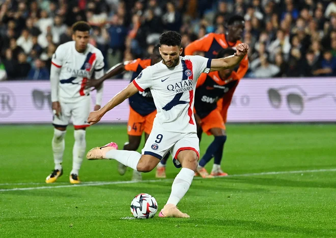 Goncalo Ramos je dosegel hat-trick za PSG. FOTO: Alexandre Dimou/Reuters
