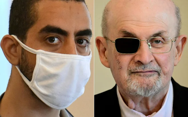 Napadalec in napadeni: Hadi Matar (levo) in Salman Rushdie. FOTO: Angela Weiss/AFP