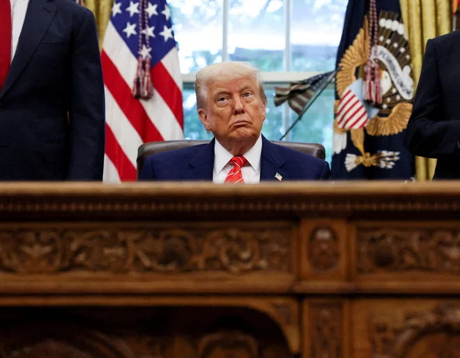 Je ključno gibalo Trumpove diplomatske evforije predvsem njegov trgovski um ali pa je zanj kljub vsemu najpomembneje ustaviti Kitajsko na poti k vrhu geopolitičnega Olimpa? FOTO: Leah Millis/Reuters