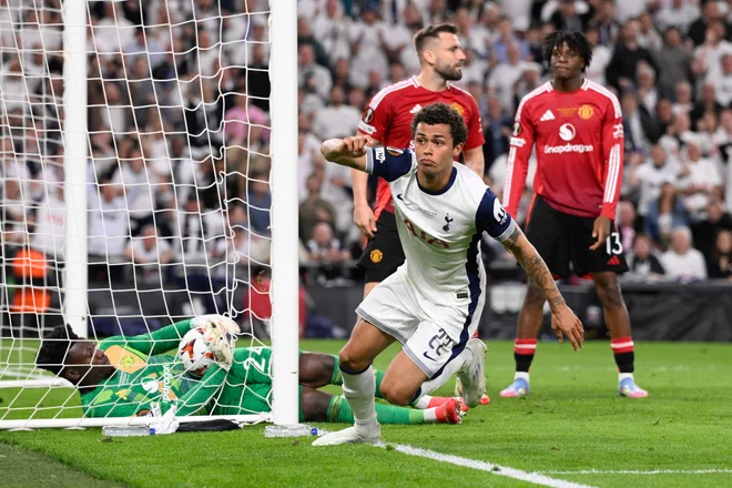 Valižan Brennan Johnson je bil strelec zmagovitega gola za Tottenham. FOTO: Josep Lago/AFP