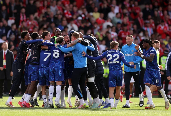 Chelsea se je po zmagi na Nottingham Forestom zavihtel na četrto mesto in bo po dveh letih nastopal v elitni ligi prvakov. FOTO: David Klein/Reuters
