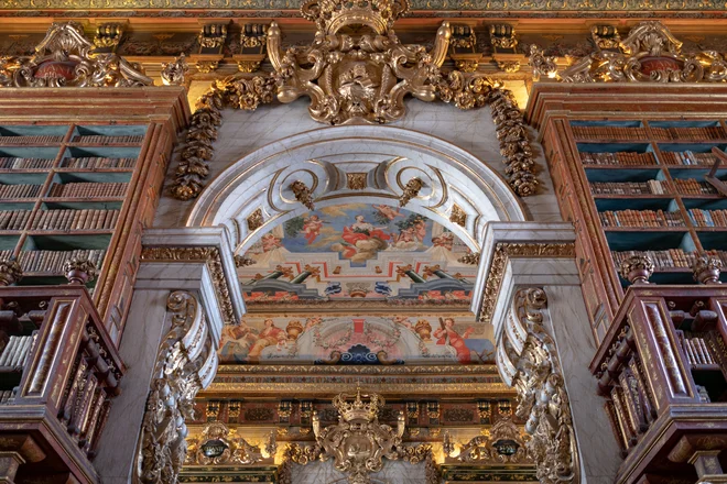Biblioteca Joanina velja za eno najlepših knjižnic na svetu. FOTO: Xiquinho Silva/Wikimedia Commons