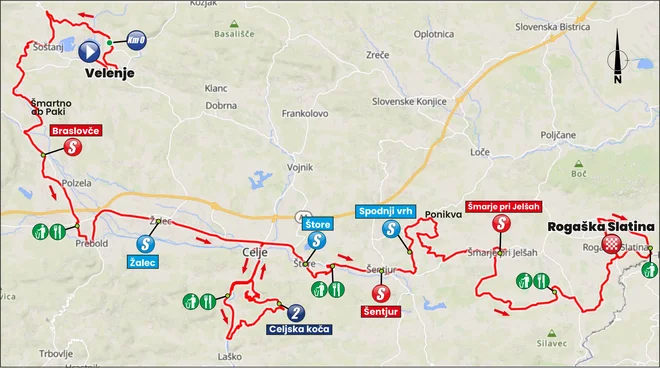 Zemljevid druge etape dirke po Sloveniji FOTO: Tour of Slovenia