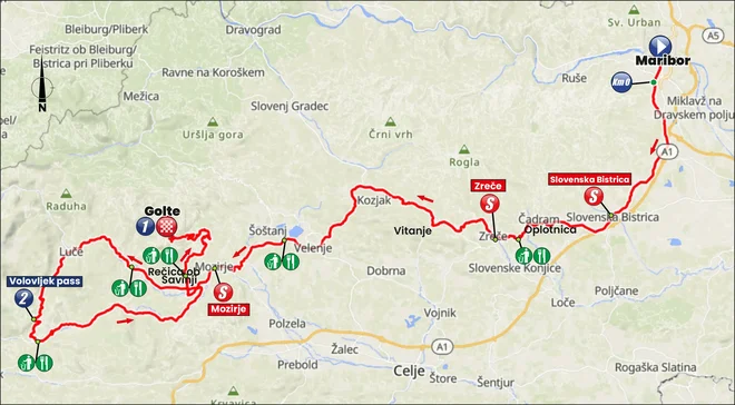 Zemljevid četrtega dne dirke po Sloveniji FOTO: Tour of Slovenia