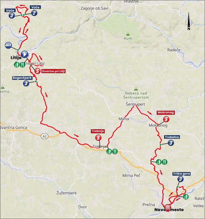 Zemljevid trase sklepne etape dirke po Sloveniji 2025. FOTO: Tour Of Slovenia