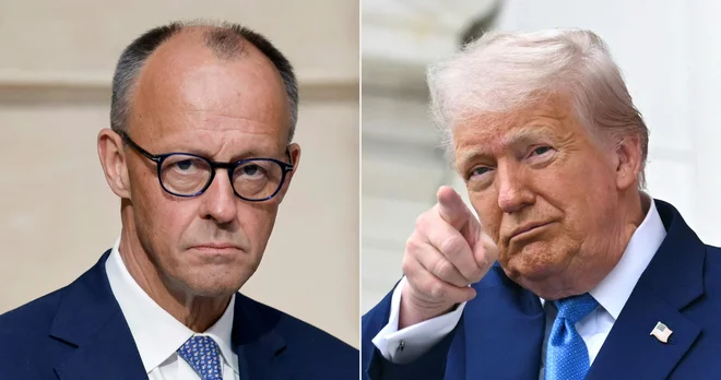 Ameriški predsednik Donald Trump bo danes gostil nemškega kanclerja Friedricha Merza.

Foto Ludovic Marin/AFP