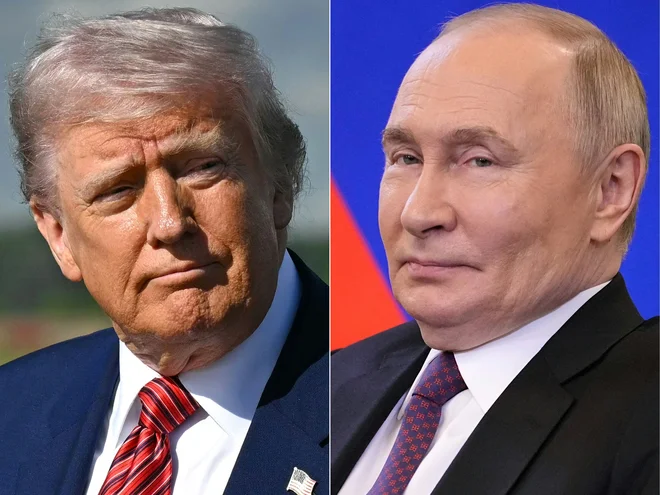 Donald Trump in Vladimir Putin se v sredo nista pogovarjala o pogojih za premirje. FOTO: Saul Loeb/AFP