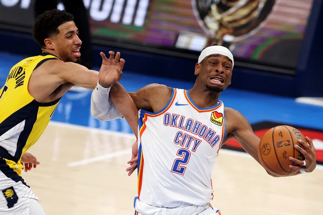 Shai Gilgeous-Alexander ni mogel preprečiti bolečega poraza Oklahome. FOTO: William Purnell/AFP