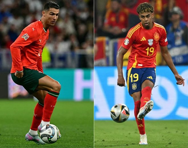 Cristiano Ronaldo in Lamine Yamal bosta glavni zvezdi jutrišnjega finala. FOTO: AFP