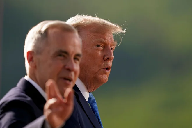 Canadian Prime Minister Mark Carney and US President Donald Trump. Photo: Geoff Robins/AFP