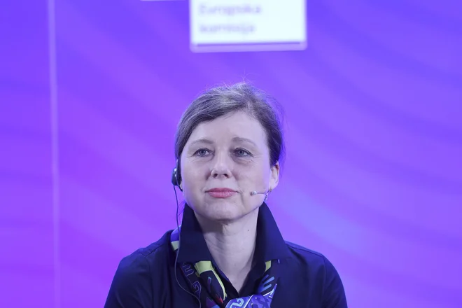 Vera Jourová in Accetto sta že ob obisku trdila, da o tej odprti zadevi o zakonu RTV Slovenija nista govorila. FOTO: Jože Suhadolnik