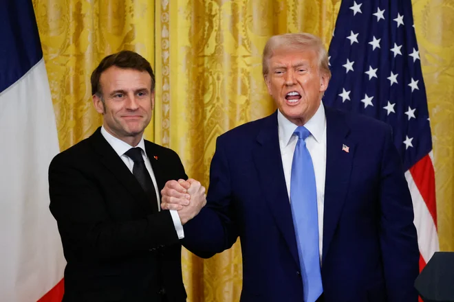 Kljub nesporazumom je bil Macron med vsemi Evropejci največkrat v Washingtonu, Trump je prav tako večkrat kot katero drugo prestolnico obiskal Pariz. FOTO: Ludovic Marin/AFP
